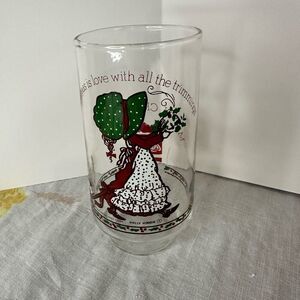 Vintage Holly Hobbie Coca-Cola Christmas Glass
